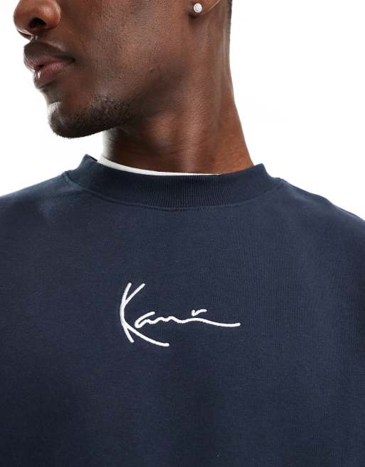 Karl Kani - Marineblå sweatshirt med lille signaturlogo, 4 af 4