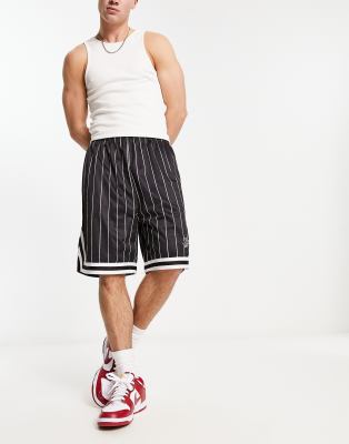 Karl Kani mesh varsity shorts in black with white stripes (part of a set)