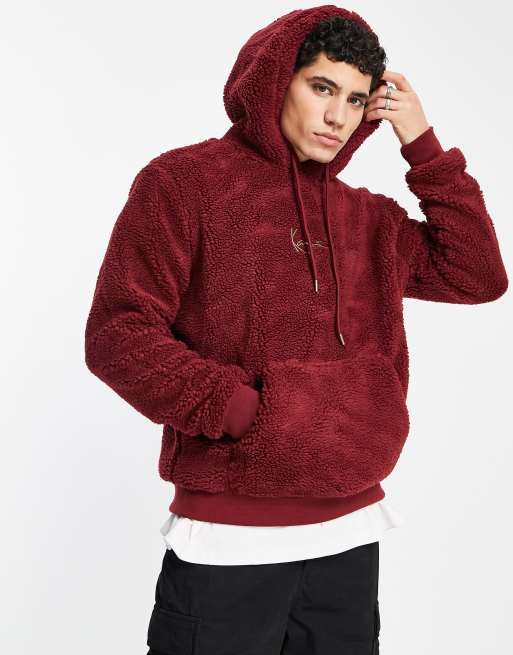 Karl Kani - KK Metal Signature Teddy Os Hoodie Dark Red