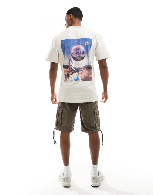 Karl Kani - Metaverse - T-shirt met klein signatuurlogo en vlak in beige
