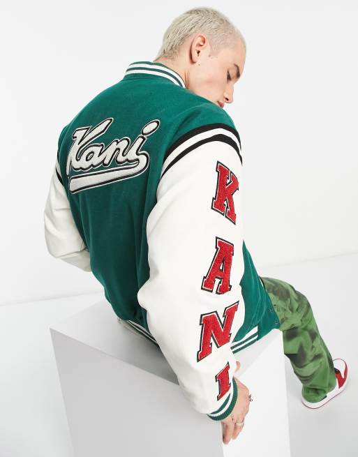 Karl Kani OG college varsity jacket in green ASOS