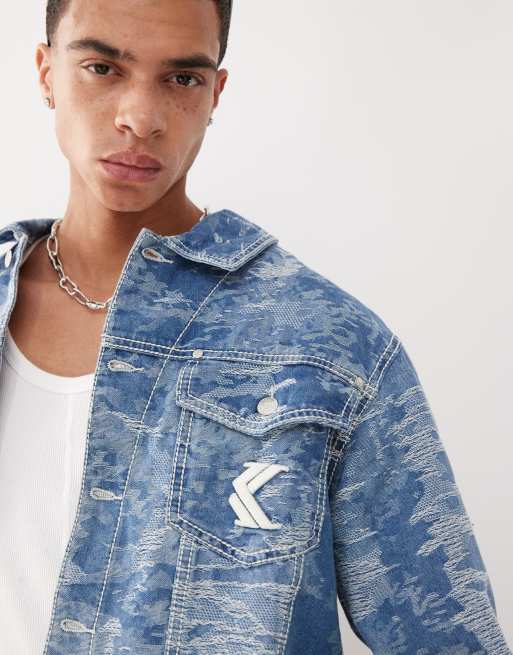 Karl Kani – OG – Denim-Jacke in mittelblauer Waschung mit