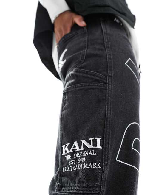 Karl Kani OG relaxed fit denim jeans in black with large logo