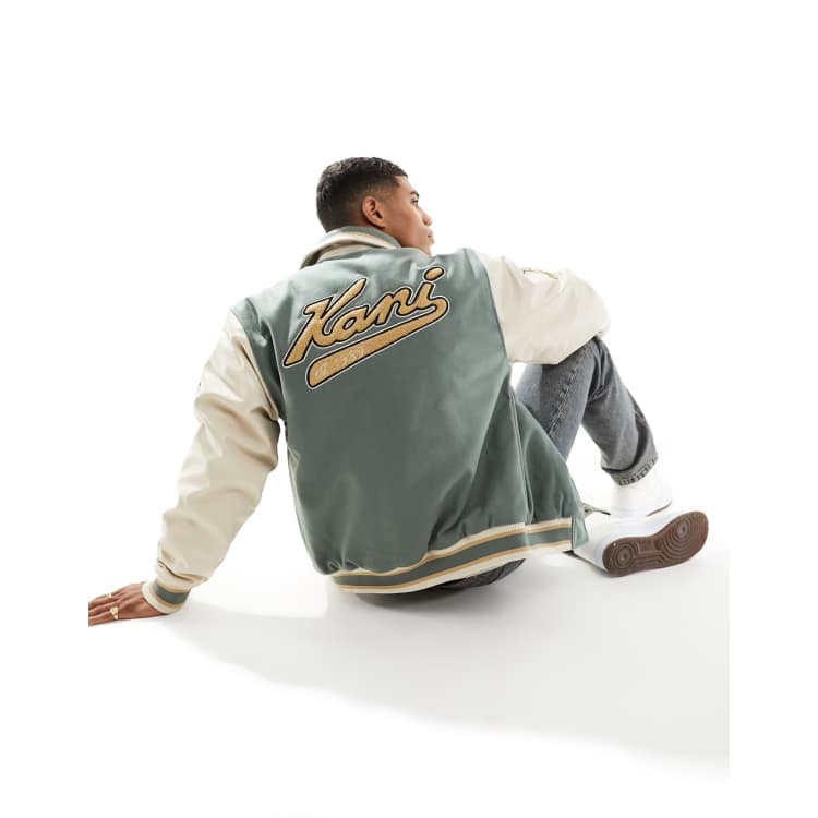 【KHAKI】Light varsity jkt GANT Light Varsity Jacket Green/Soft Oat at CareOfCarl.com
