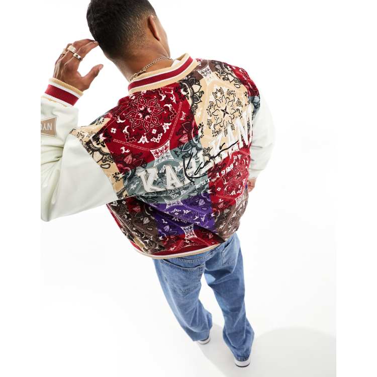 Karl Kani OG varsity bomber jacket in multicoloured patchwork