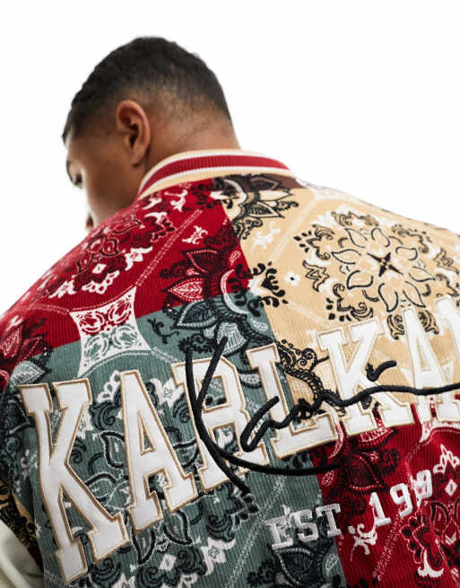 Karl Kani OG varsity bomber jacket in multicoloured patchwork