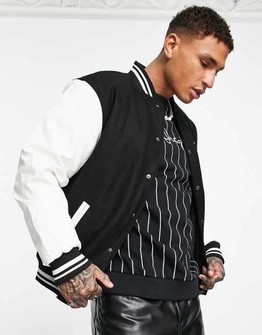 Karl Kani leather ASOS and varsity in black white jacket | OG faux