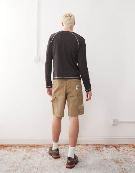 Karl Kani OG washed carpenter shorts in brown - view 1