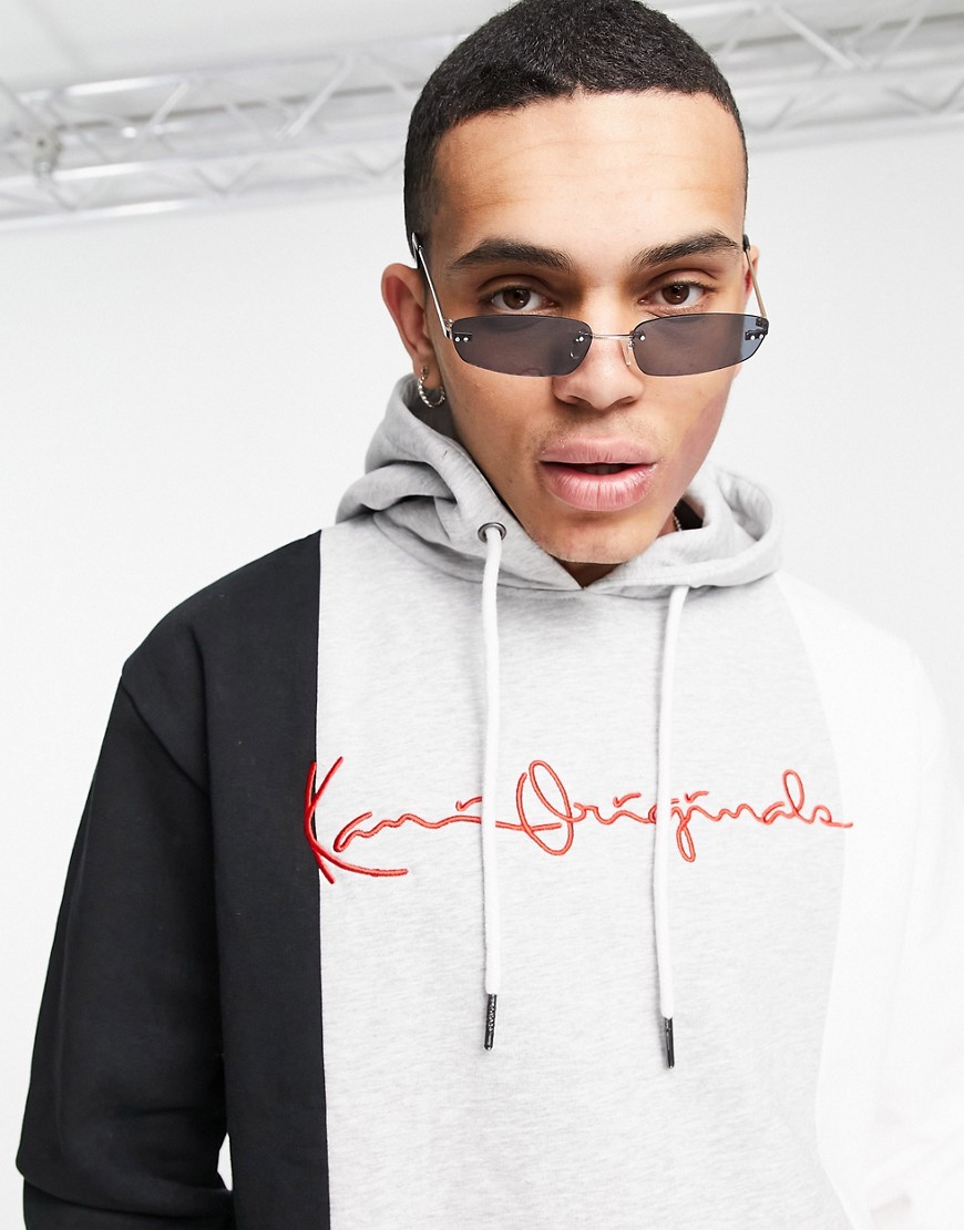Karl Kani originals block hoodie in gray multi-Grey