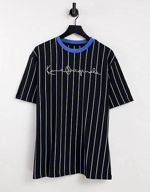 Karl Kani originals pinstripe t-shirt in black