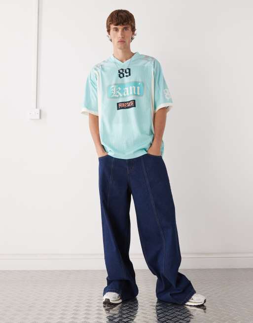 Karl Kani – Oversize-Trikot in Hellblau im Colourblock-Design, 2 von 5