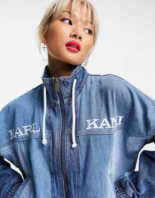 Karl Kani oversized retro bomber jacket in mix denim