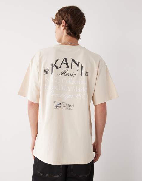 Karl Kani oversized t-shirt in beige with chest and back music print - view 1