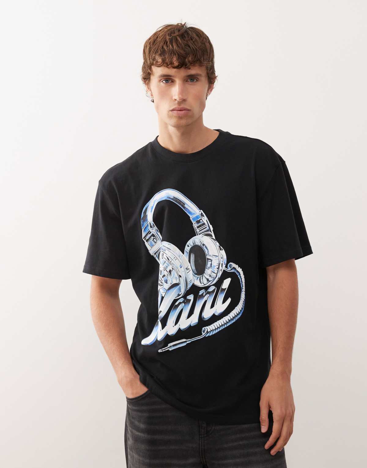 Karl Kani oversized t-shirt in black with headphone front and back print