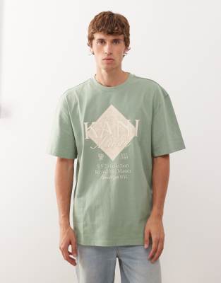 Karl Kani Karl Kani oversized t-shirt in light green with music paisley print