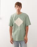 [Karl Kani] Karl Kani oversized t-shirt in light green with music paisley print Chest 36-39 Light green