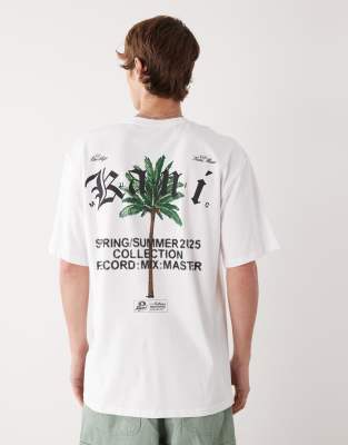 Karl Kani Karl Kani oversized t-shirt in white with chest and back palm print