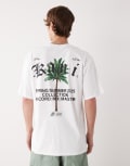 [Karl Kani] Karl Kani oversized t-shirt in white with chest and back palm print Chest 32-35 WHITE