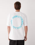 [Karl Kani] Karl Kani oversized t-shirt in white with chest and back studios print Chest 40-43 WHITE