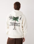[Karl Kani] Karl Kani oversized zip-through hoodie in off white with palm back print Chest 36-39 WHITE
