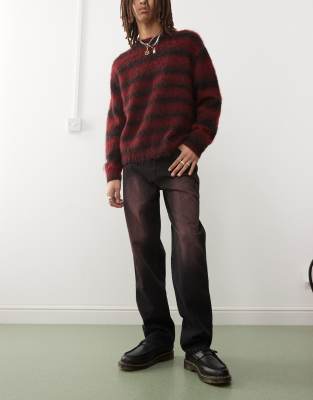 Karl Kani Karl Kani red colour spray denim jeans in washed black