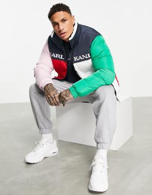 Karl Kani retro block puffer jacket in multi - ASOS Price Checker