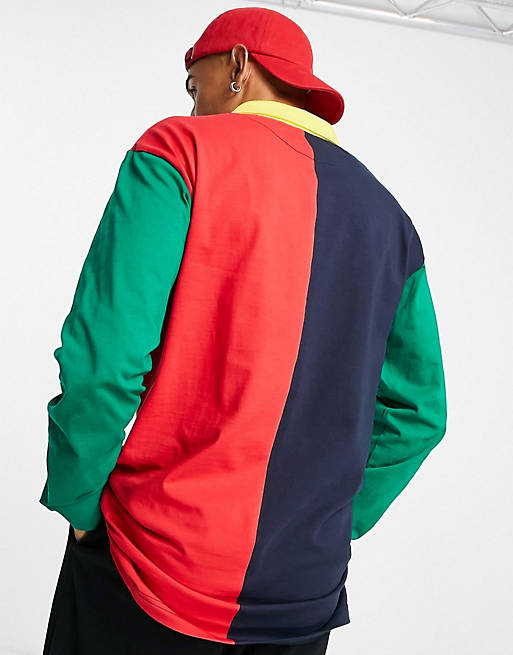 Karl Kani Retro Block Rugby Shirt In, Red Blue Rugby Shirt