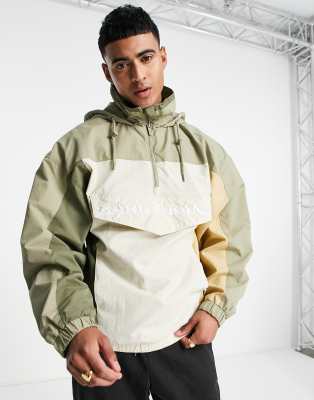 Karl Kani retro block windbreaker in sand and khaki