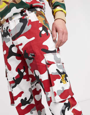 red baggy cargo pants