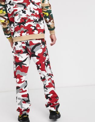 red baggy cargo pants