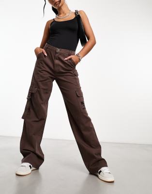 Karl Kani - Retro-Cargohose in verwaschenem Braun mit weitem Bein-Brown