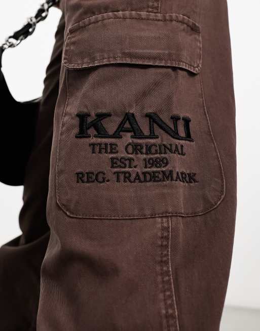 Karl Kani – Retro-Cargohose in verwaschenem Braun mit weitem Bein, 2 von 4