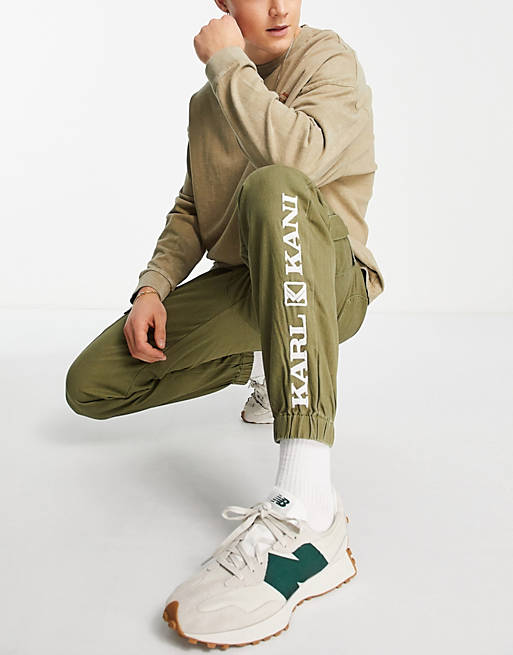 Karl Kani retro co-ord washed cargo trousers in dark green