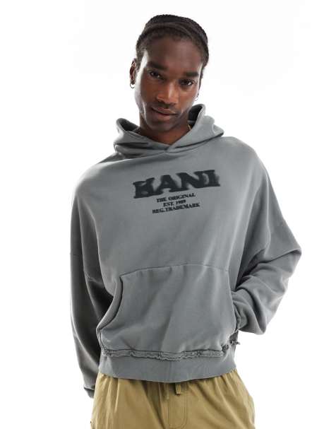 Karl Kani – Retro – Kapuzenpullover in Grau mit Spray-Optik - view 1