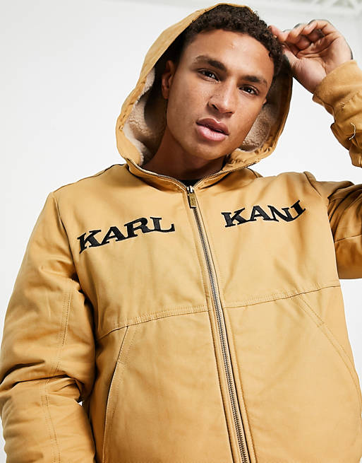 Mens Clothing Jackets Casual jackets Karlkani Retro Twill Bomber Jacket With Hood in Natural for Men 
