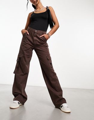 Karl Kani retro wide leg cargo trousers in washed brown