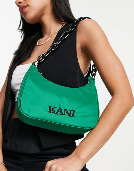 Karl Kani Sac main r tro en satin Vert ASOS