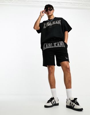 Karl Kani college signature co-ord heavyweight jersey shorts in black - ASOS Price Checker