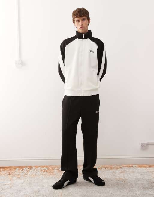 Karl Kani sidestripe track jacket in white and black (part of a set), 3 of 5