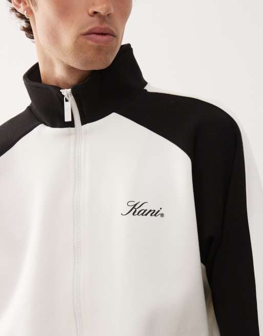 Karl Kani sidestripe track jacket in white and black (part of a set), 4 of 5