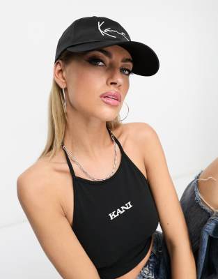 Karl Kani signature baseball cap in black satin