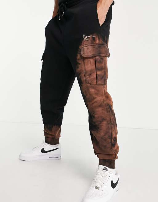 Karl Kani signature bleached cargo joggers in black