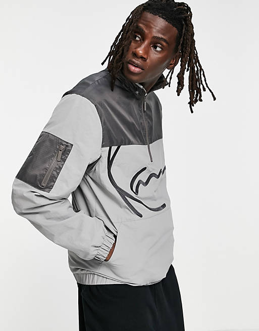 Karl Kani signature block co-ord track jacket in grey
