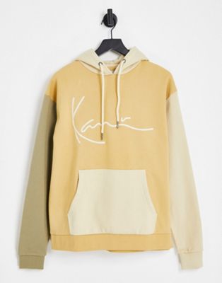 Karl Kani signature block hoodie in brown and beige