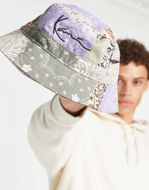 Karl Kani - Signature - Cappello da pescatore con stampa cachemire effetto patchwork, 3 di 4