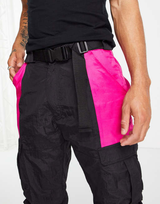 Black and pink cargo hot sale pants