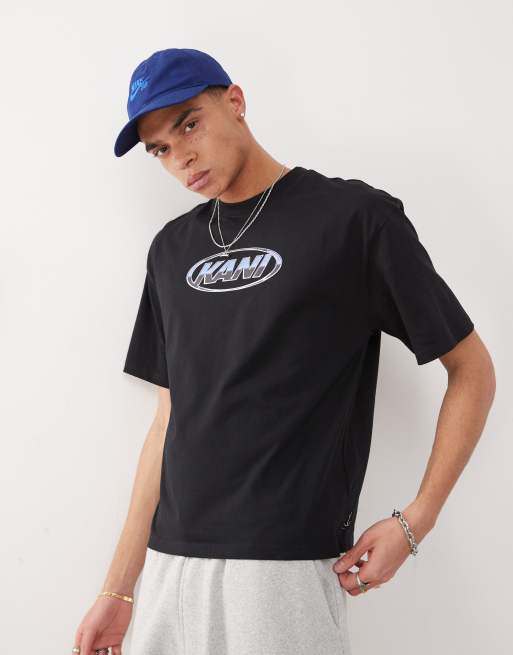 Karl Kani – Signature – Czarny T-shirt o krótkim fasonie z logo