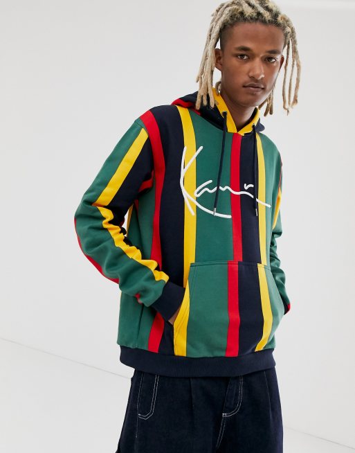 Karl Kani Signature Gestreepte hoodie in Multi groen