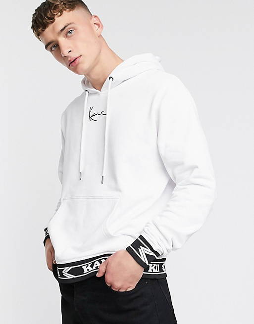 Karl Kani Signature hoodie with logo taping in white | ASOS