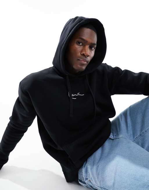 Karl Kani Signature Hoodies zonder sluiting met logo in zwart